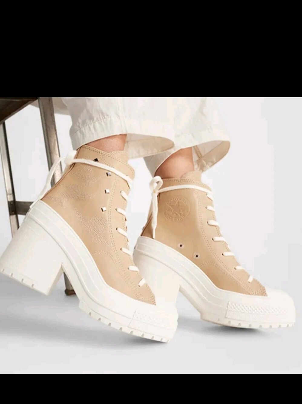 New CONVERSE Chuck 70 De Luxe Heel Western Glam platform unisex beige W 13 M 11